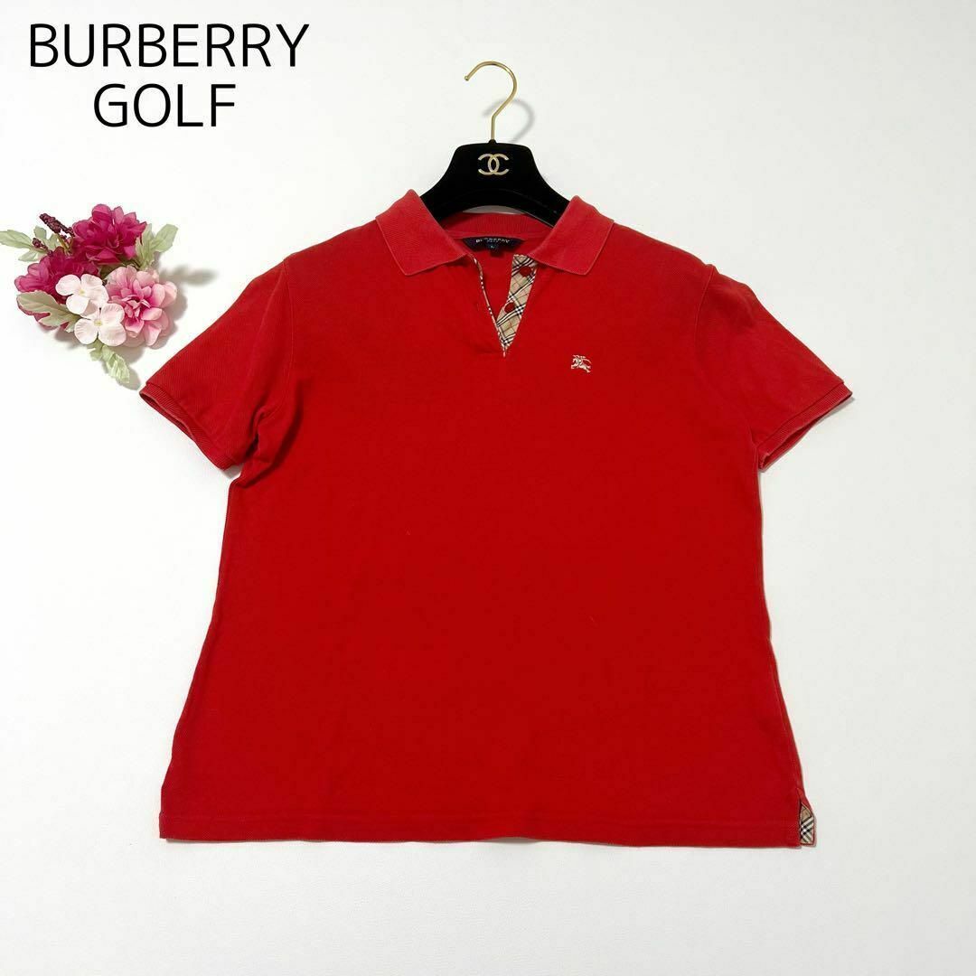 BURBERRY GOLF ポロシャツ ノバチェック ホース刺繍 レッド L | フリマアプリ ラクマ