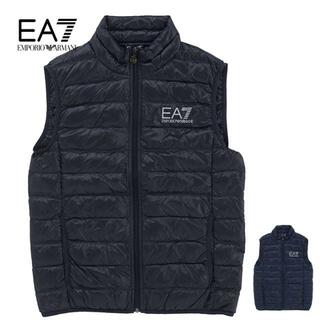 エンポリオアルマーニイーエーセブン(EMPORIO ARMANI EA7)の【2色展開】EA7 EMPORIO ARMANI イーエーセブン エンポリオアルマーニ DOWN JACKET 8NPQ01 PN29Z 1200 / 8NPQ01 PN29Z 1578 ブラック / ナイトブルー メンズ ジャケット ダウンベスト アウター ライト 薄手 軽量 スリム 黒 青 ロゴ(arn0005)1.ブラックXS(ダウンベスト)