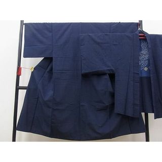 平和屋野田店■男性　紬　髭紬羽織セット　霞文　羽裏：龍　逸品　n-hv3794(着物)