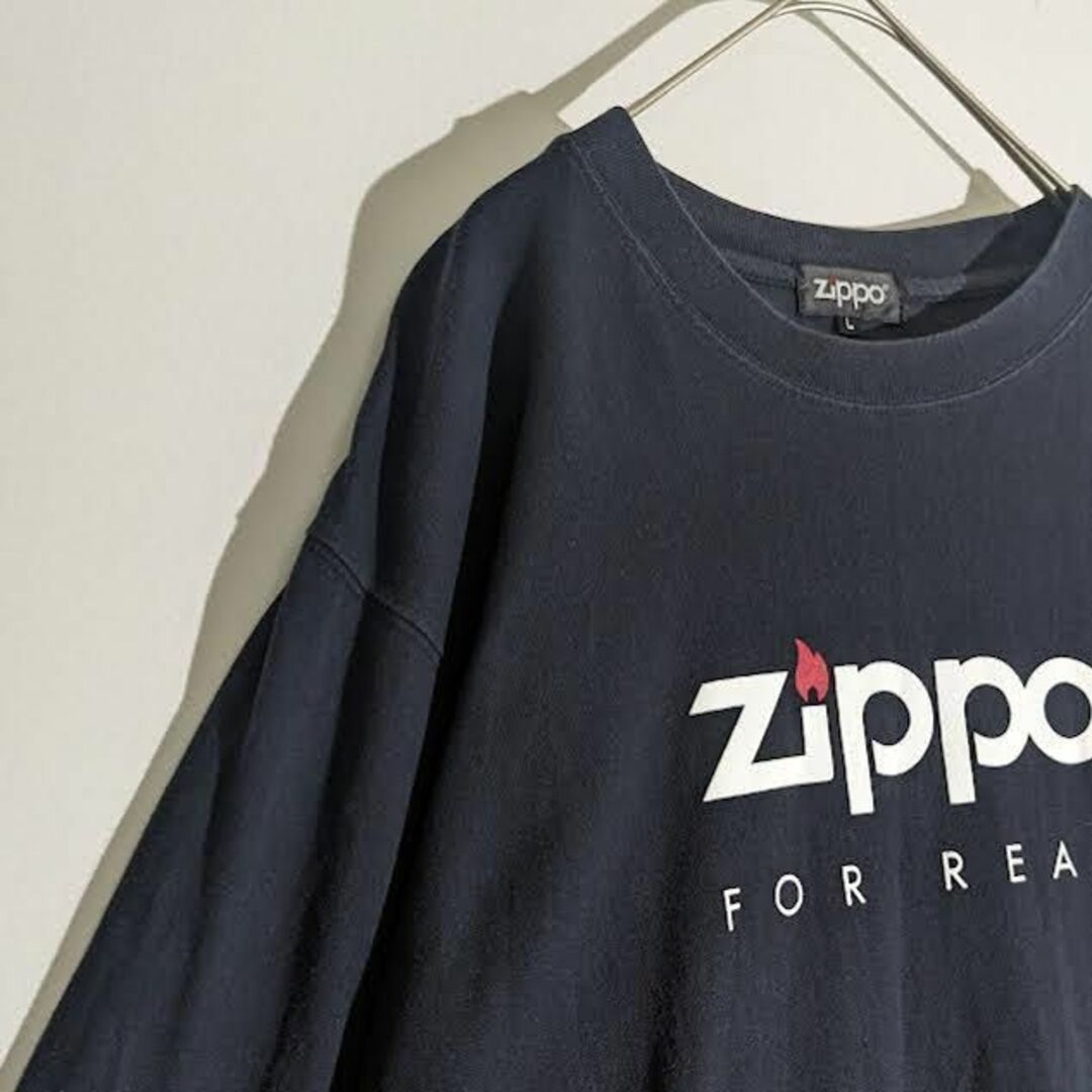 ZIPPO(ジッポー)の古着 ロンT ジッポー プリント 企業 ビンテージ Zippo 黒 メンズのトップス(Tシャツ/カットソー(七分/長袖))の商品写真