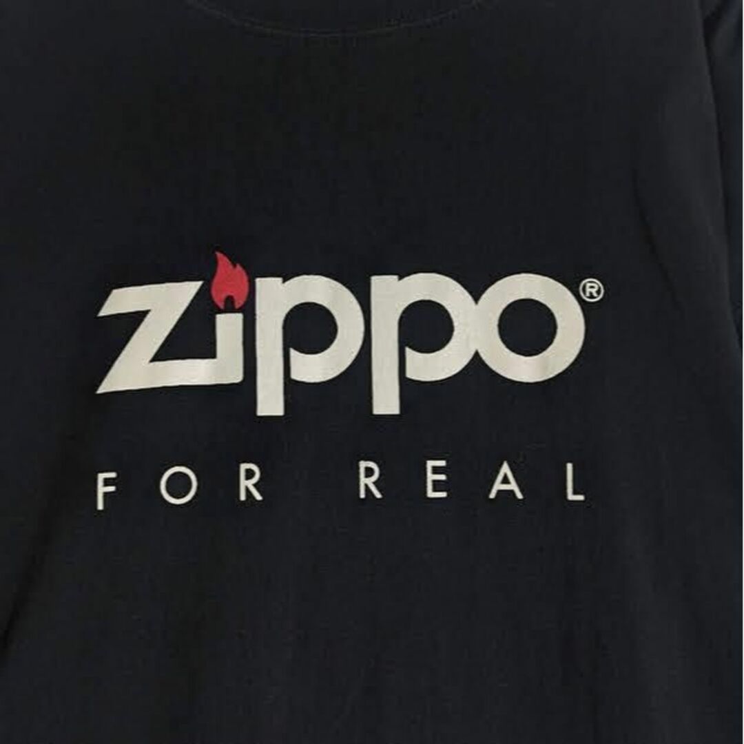 ZIPPO(ジッポー)の古着 ロンT ジッポー プリント 企業 ビンテージ Zippo 黒 メンズのトップス(Tシャツ/カットソー(七分/長袖))の商品写真