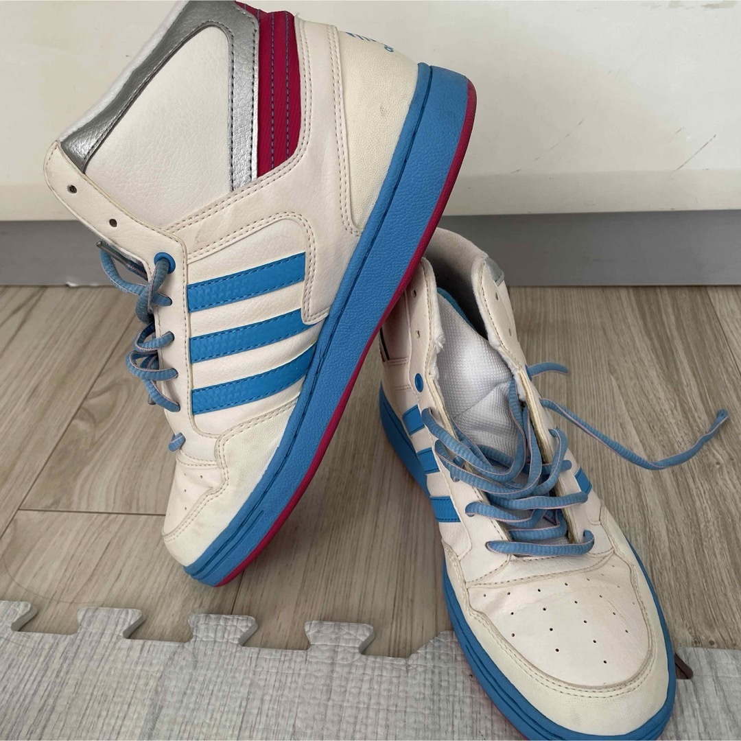 adidas - 25cm!adidas ✩ハイカットスニーカー ブルーピンク adidas - 25cm!adidas ✩ハイカットスニーカー ブルーピンク