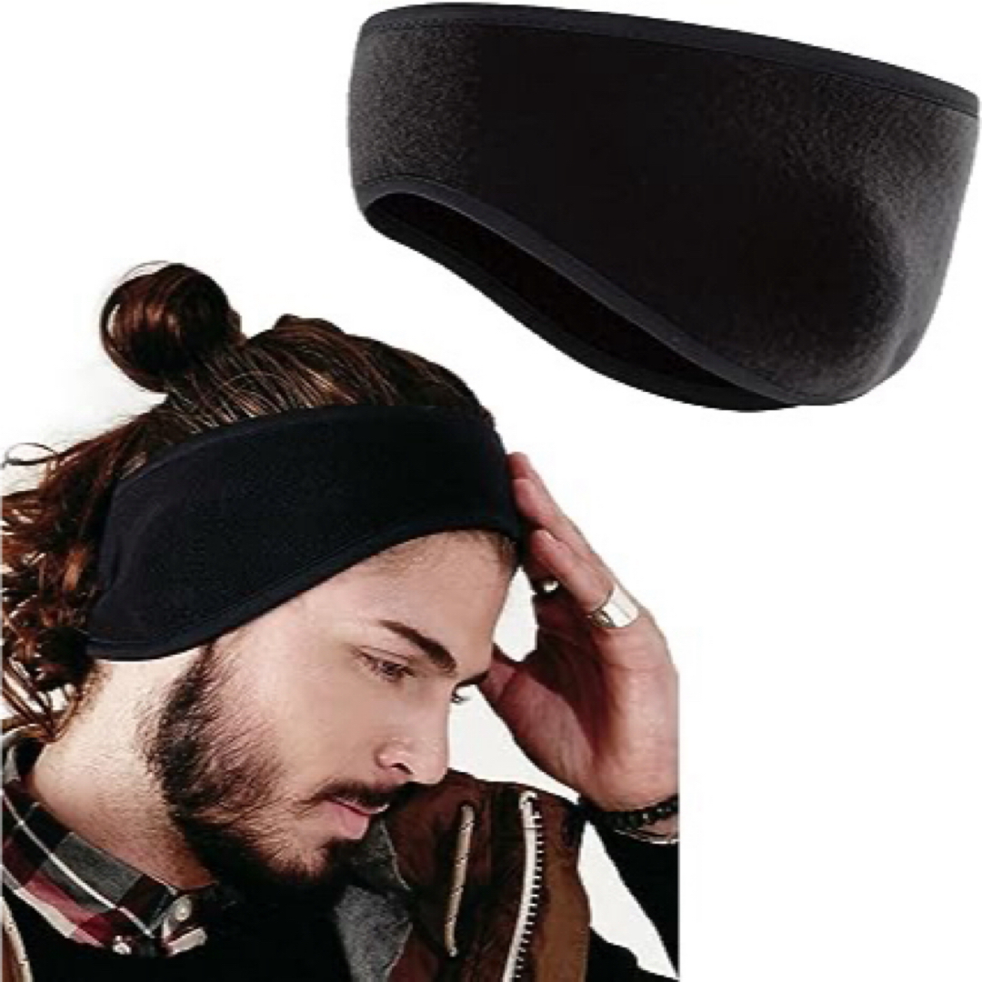 イヤーウォーマー (ブラック) 耳あて ヘッドバンド ランニング 防寒 メンズのファッション小物(イヤマフラー)の商品写真