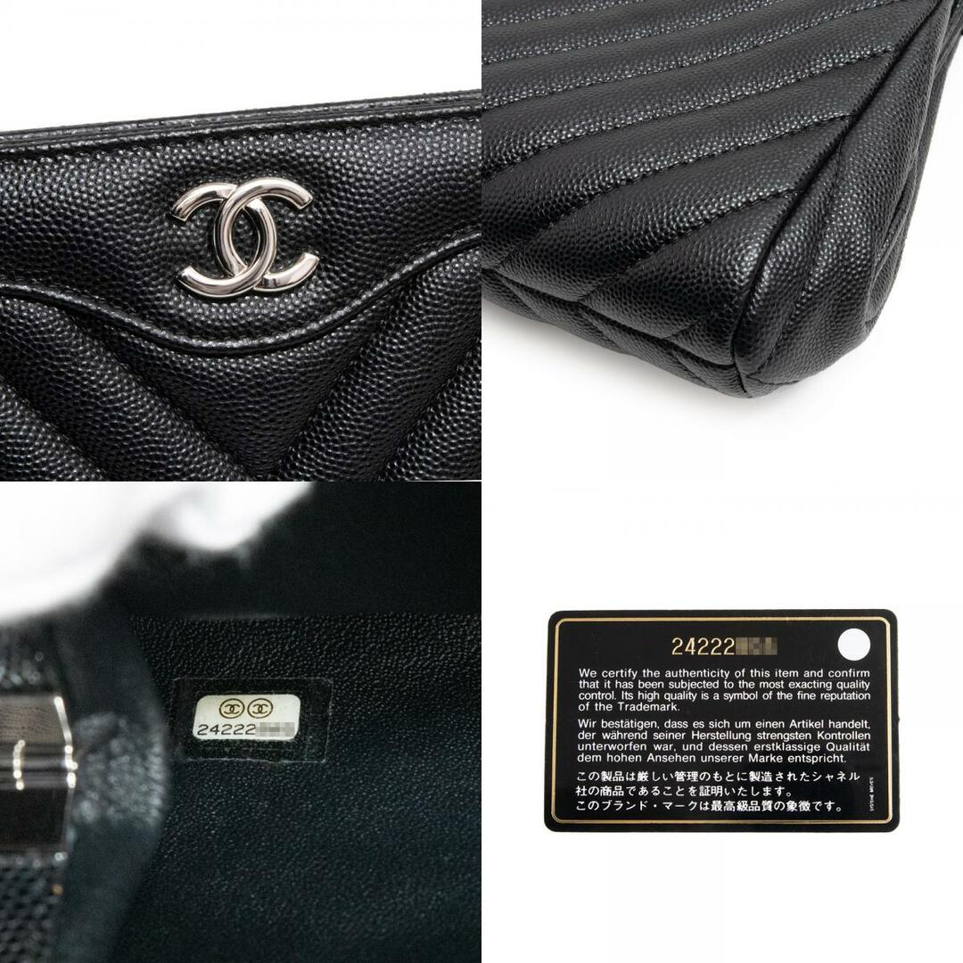 CHANEL(シャネル)のシャネル CHANEL ココマーク Vステッチ セカンド クラッチバッグ キャビアスキン レザー ブラック 黒 シルバー金具（未使用　展示品） レディースのバッグ(クラッチバッグ)の商品写真