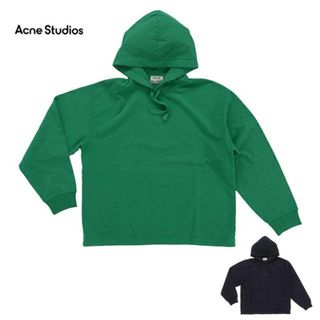 アクネストゥディオズ(Acne Studios)の【2色展開】Acne Studios アクネ ストゥディオズ Fagen Stamp BI0022 GRN / BI0022 BLK メンズ パーカー 長袖 フード ロゴ スウェット トレーナー コットン(as0017) 1.グリーン(パーカー)