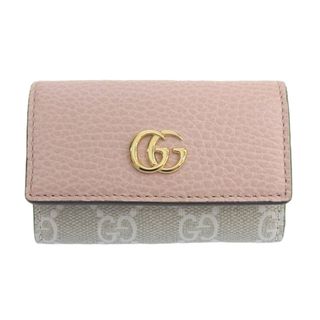 グッチ(Gucci)の【中古】Gucci グッチ GGスプリーム レザー ダブルG 6連 キーケース 456118 ベージュ/ピンク gy(その他)