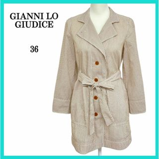 ジャンニロジュディチェ(GIANNI LO GIUDICE)の美品 GIANNI LO GIUDICE ジャケット ストライプ柄 36(トレンチコート)