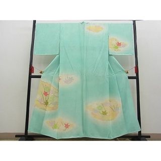 平和屋野田店■訪問着　駒刺繍　雲取り菊楓文　暈し染め　金糸　逸品　n-fw5139(着物)