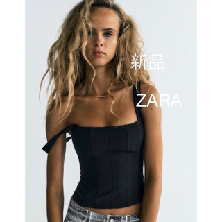 ザラ(ZARA)の新品ZARA ストレッチトップス　ブラック　S(キャミソール)