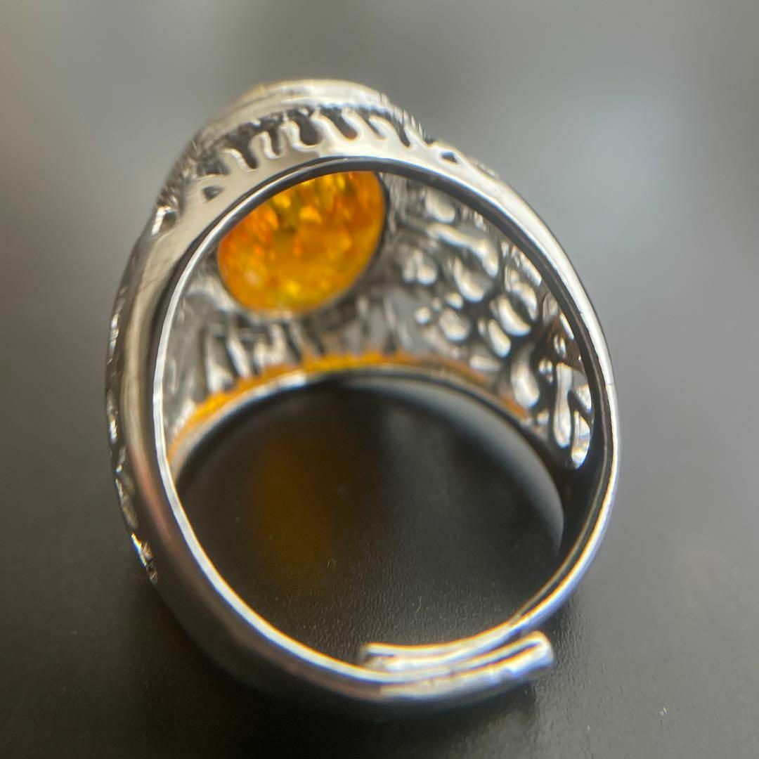 仏教の七宝の一つ　天然の琥珀 ミャンマー花珀 琥珀　リング指輪freesize メンズのアクセサリー(リング(指輪))の商品写真