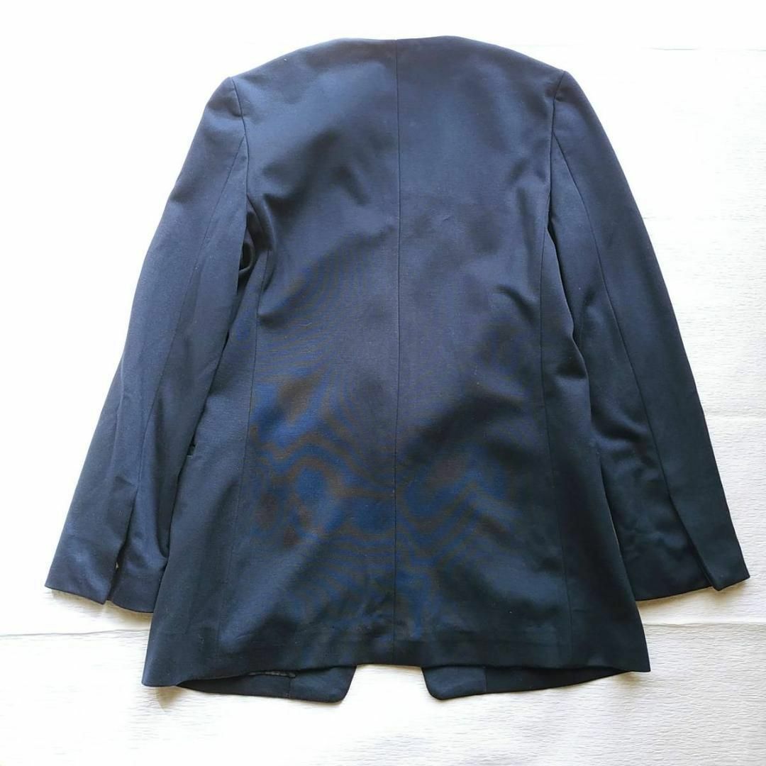 TARO HORIUCHI(タロウホリウチ)のTARO HORIUCHI　ストレッチ　ノーカラー　ジャケット　カラーレス　紺 メンズのジャケット/アウター(ノーカラージャケット)の商品写真