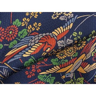 平和屋野田店■上質な小紋　型染め　花鳥文　逸品　n-fw5144(着物)