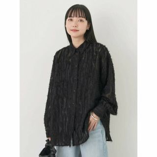 アースミュージックアンドエコロジー(earth music & ecology)の【ブラック】ジャガードシャツ レディース/長袖/春/24SS(シャツ/ブラウス(長袖/七分))