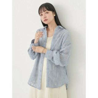 アースミュージックアンドエコロジー(earth music & ecology)の【ブルー】ジャガードシャツ レディース/長袖/春/24SS(シャツ/ブラウス(長袖/七分))