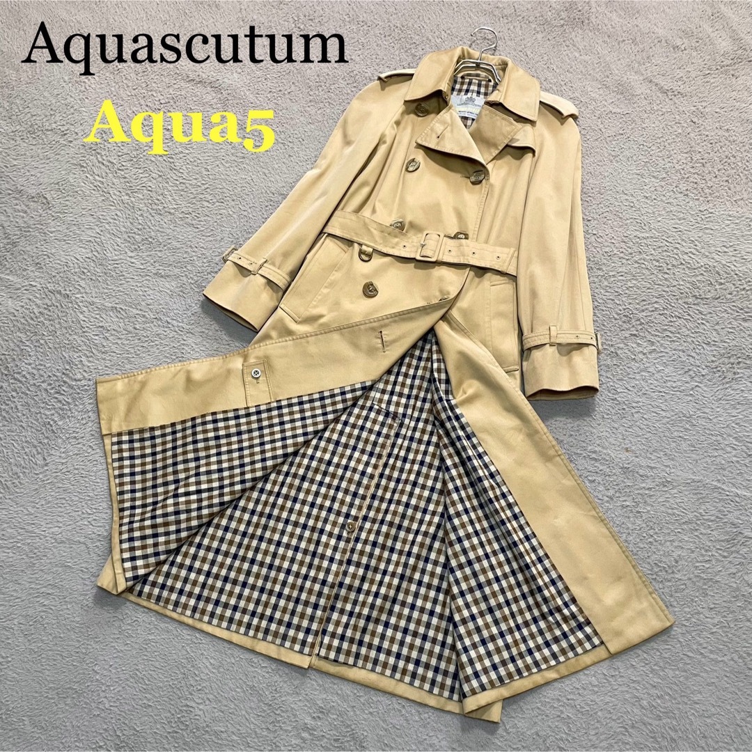 AQUA SCUTUM(アクアスキュータム)の美品✨Aquascutum トレンチコート　アクア5　英国製　クラブチェック レディースのジャケット/アウター(トレンチコート)の商品写真