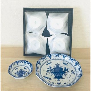 【未使用】益峰 オランダ 青藍　中皿　小皿　セット　土と炎の宴　⑦(食器)