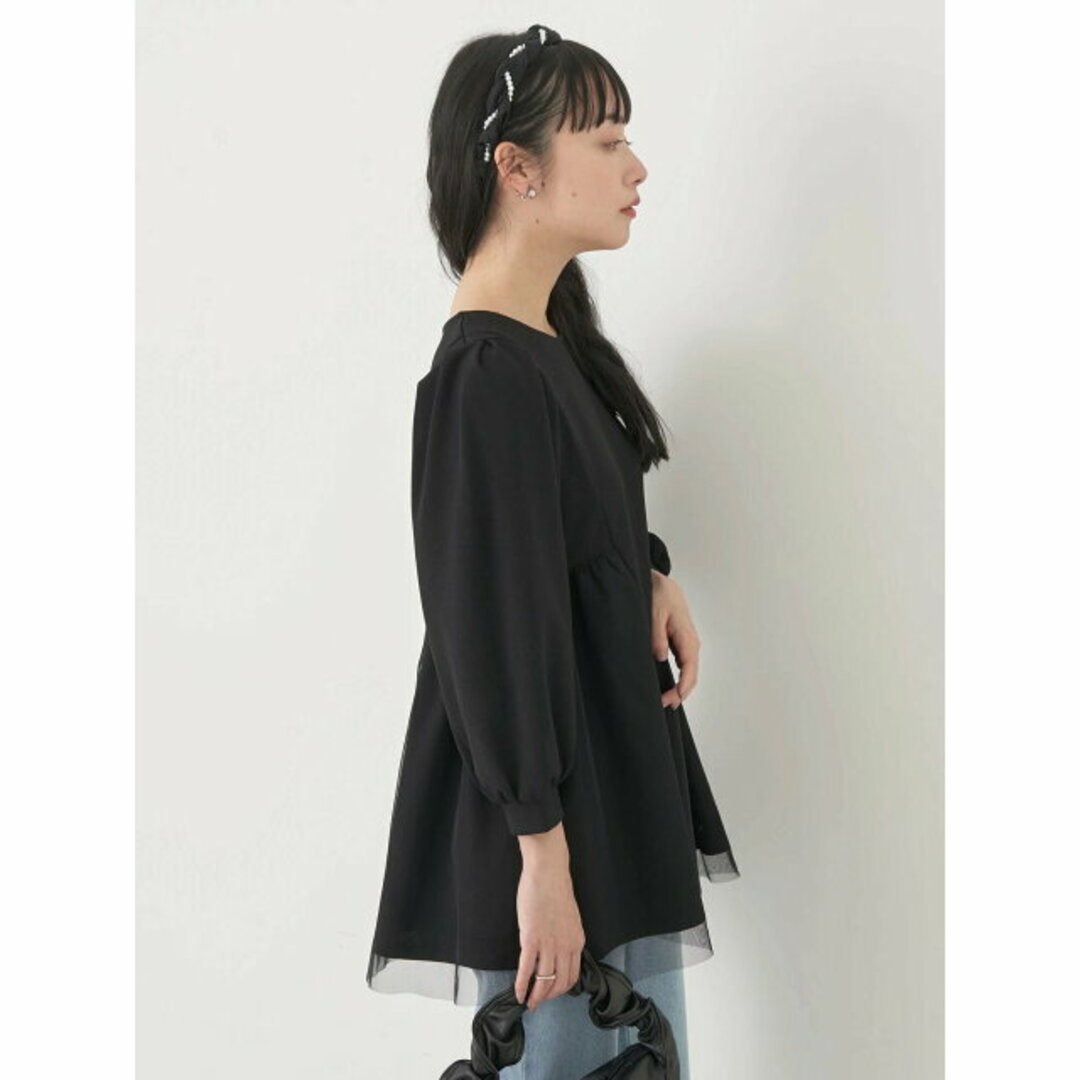 earth music & ecology(アースミュージックアンドエコロジー)の【ブラック】チュールドッキングチュニック トップス/レディース/24SS レディースのトップス(カットソー(長袖/七分))の商品写真