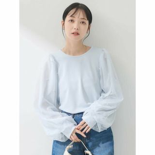 アースミュージックアンドエコロジー(earth music & ecology)の【ライトブルー】袖パールドッキングプルオーバー トップス/レディース/24SS(カットソー(長袖/七分))