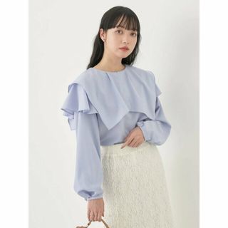 アースミュージックアンドエコロジー(earth music & ecology)の【ブルー】ビッグカラーブラウス レディース/春/長袖/24SS(カットソー(長袖/七分))