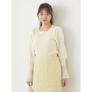 アースミュージックアンドエコロジー(earth music & ecology)の【アイボリー】袖ポイントニットプルオーバー レディース/春/24SS(ニット/セーター)