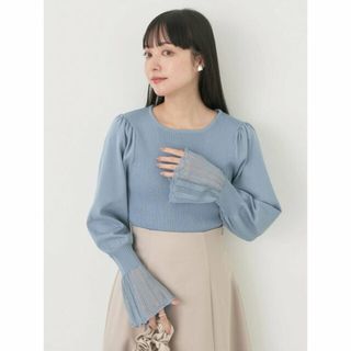 アースミュージックアンドエコロジー(earth music & ecology)の【ブルー】袖ポイントニットプルオーバー レディース/春/24SS(ニット/セーター)