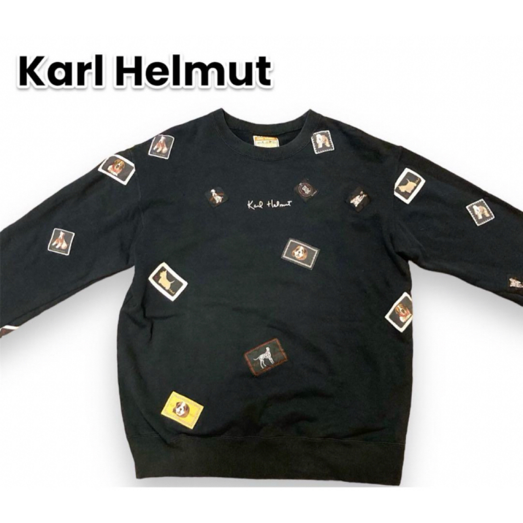 Karl Helmut(カールヘルム)の90s Karl Helmut 犬 スウェット ワッペン PINK HOUSE メンズのトップス(スウェット)の商品写真