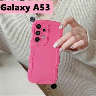 ギャラクシー(Galaxy)のGalaxy A53 5G ウェーブ なみなみ　可愛いケース　ローズ(Androidケース)