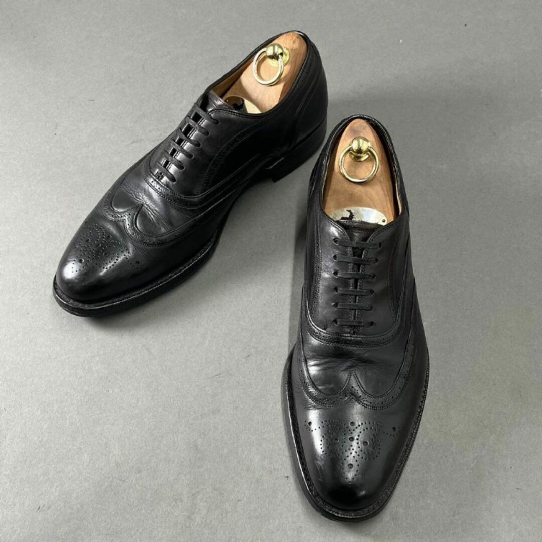 8g26 英国製 Church's チャーチ Custom Grade ウィングチップ ビジネスシューズ レザーシューズ 70 ブラック レザー  メンズ 革靴