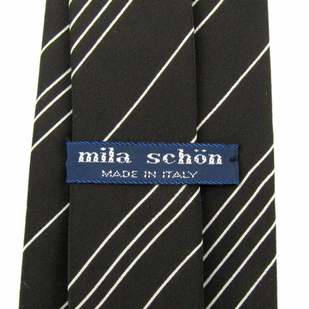 mila schon(ミラショーン)のミラショーン ブランドネクタイ ストライプ柄 ロゴマーク シルク イタリア製 メンズ ブラック mila schon メンズのファッション小物(ネクタイ)の商品写真