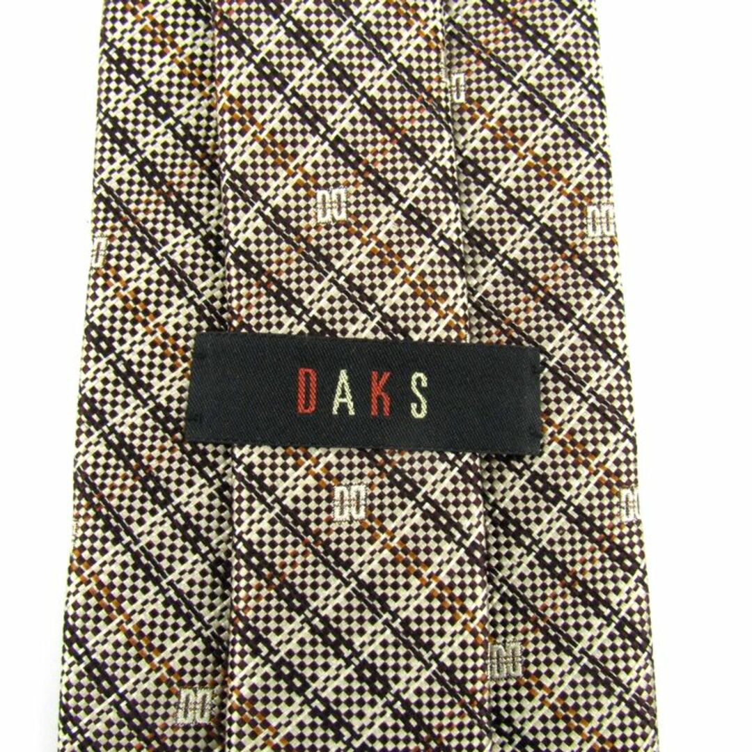 DAKS(ダックス)のダックス ブランドネクタイ チェック柄 ロゴ シルク 日本製 メンズ ベージュ系 DAKS メンズのファッション小物(ネクタイ)の商品写真