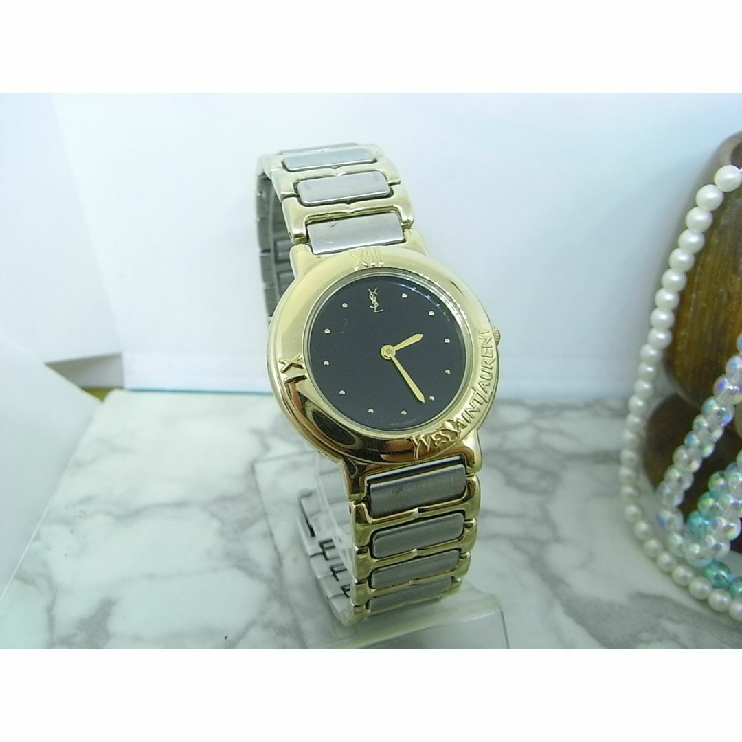 Yves Saint Laurent(イヴサンローラン)のイヴ・サンローラン　YSL　ラウンド　ブラック文字盤　ボーイズ　ウォッチ メンズの時計(腕時計(アナログ))の商品写真