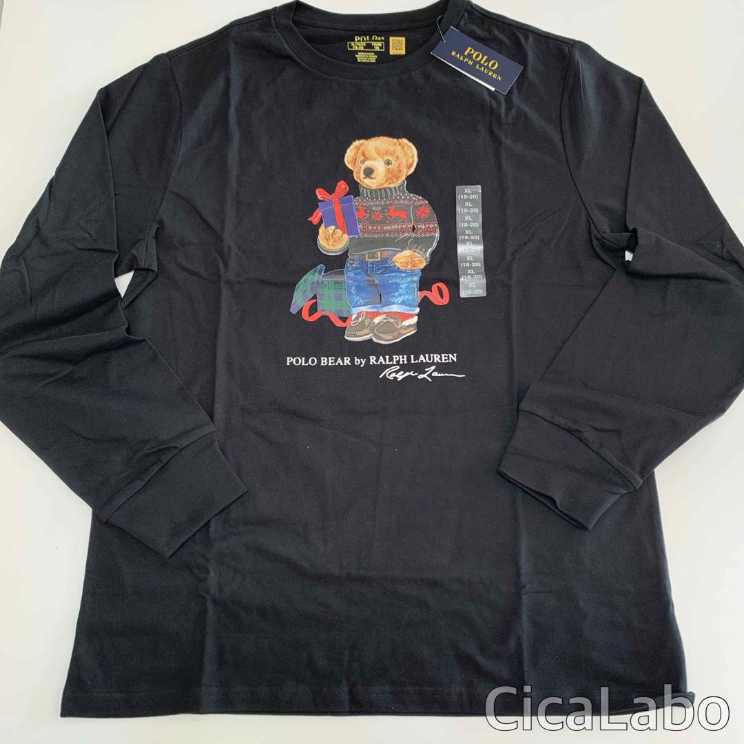 Ralph Lauren(ラルフローレン)の【新品】ラルフローレン Tシャツ ロンT ポロベア ブラック XL キッズ/ベビー/マタニティのキッズ服男の子用(90cm~)(Tシャツ/カットソー)の商品写真