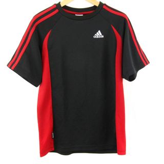 アディダス(adidas)のアディダス 半袖Tシャツ 袖ライン 胸ロゴ スポーツウエア メンズ Mサイズ ブラック adidas(Tシャツ/カットソー(半袖/袖なし))