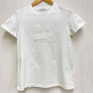 オフホワイト【新品】マックスマーラ Tシャツ 花刺繍 XS