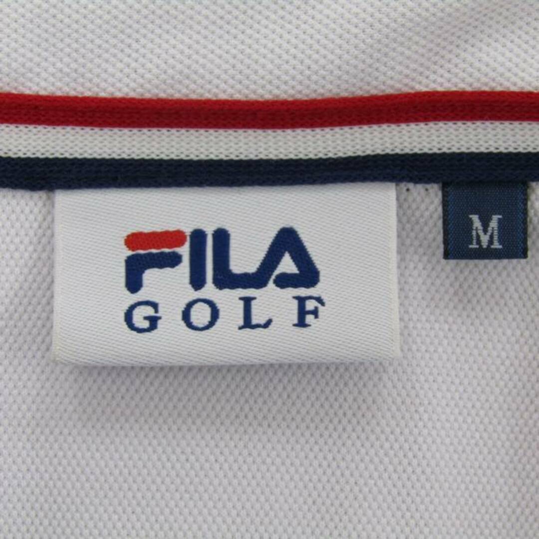 FILA(フィラ)のフィラ 半袖ポロシャツ ロゴ刺繍 ゴルフウエア メンズ Mサイズ ホワイト FILA メンズのトップス(ポロシャツ)の商品写真