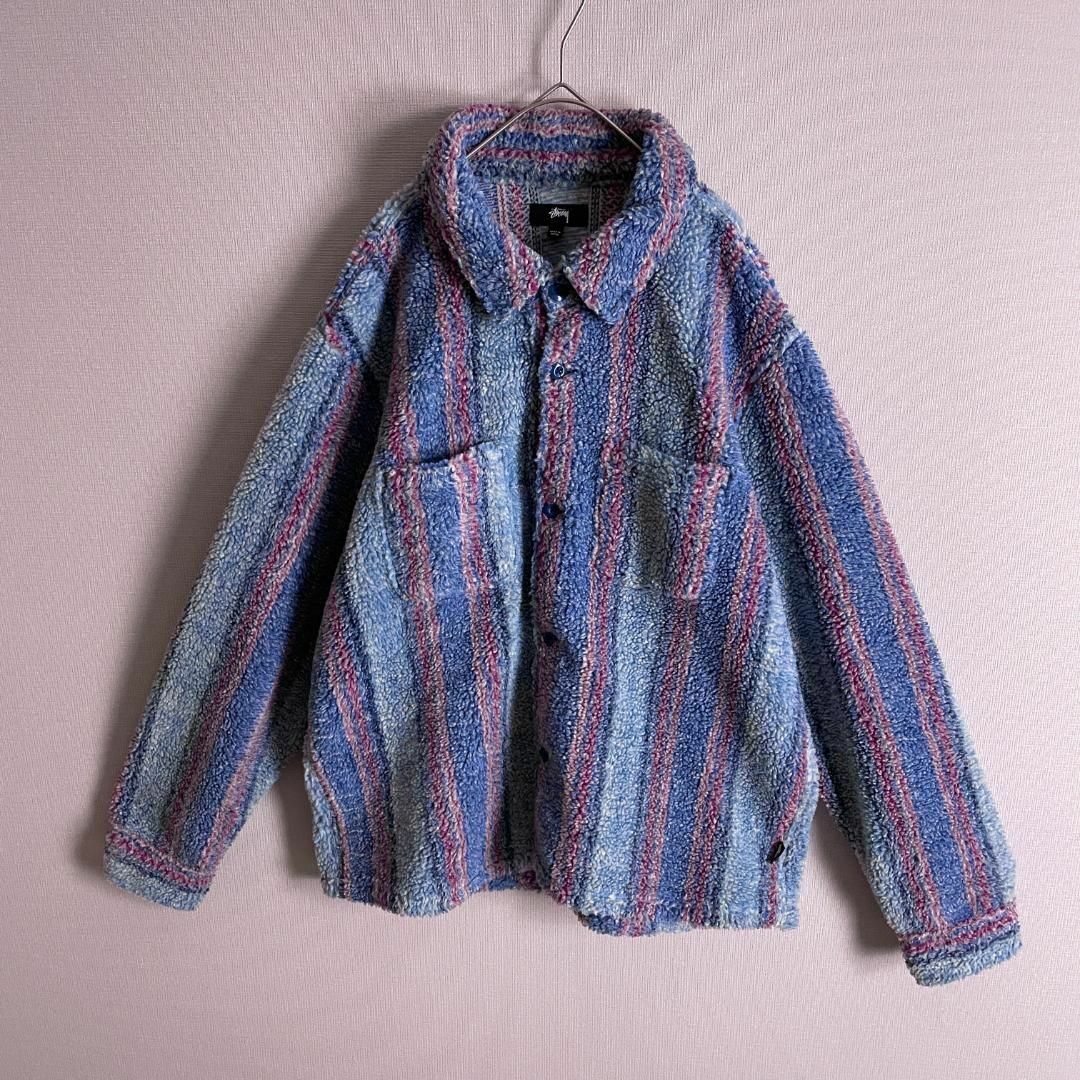 【レアデザイン☆XLサイズ】ステューシー ボアフリース シャツジャケット
