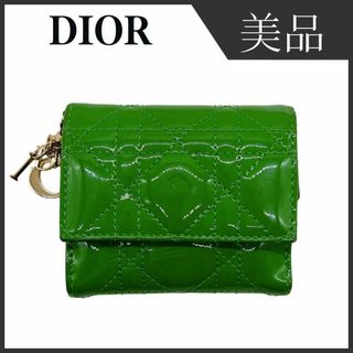 美品【Dior】トロッタ柄/2つ折り/長財布/パテントレザー/