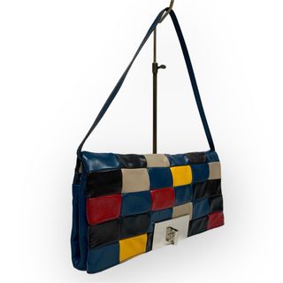 セリーヌ(celine)の美品【CELINE】2wayレザーバッグ   パッチワークデザイン　24は233(ショルダーバッグ)