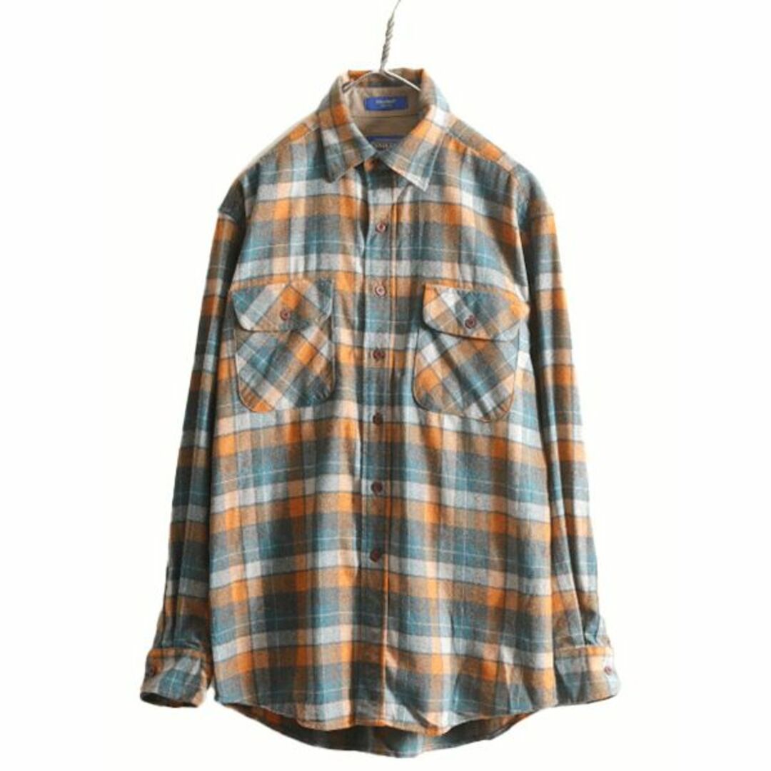 PENDLETON(ペンドルトン)のUSA製 ペンドルトン チェック ウール シャツ メンズ M / 古着 PENDLETON FIELD SHIRT 長袖シャツ ポケット付き マルチカラー ウールシャツ  メンズのトップス(シャツ)の商品写真