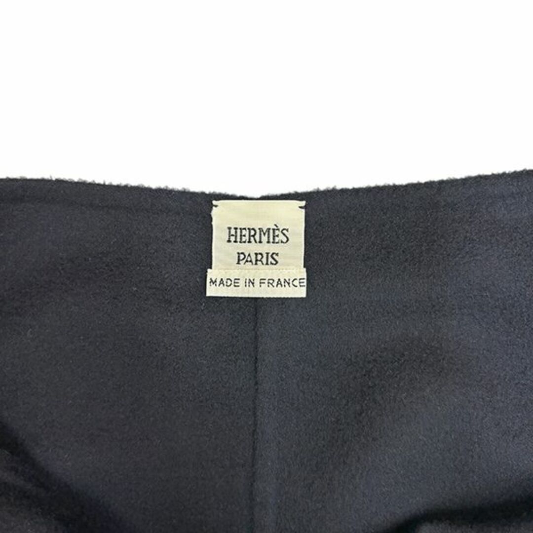 Hermes(エルメス)のエルメス ダブルフェイス スカート カシミヤ ラムスキン ブルーノワール ネイビー 青 レディース 未使用 1992 レディースのスカート(ひざ丈スカート)の商品写真