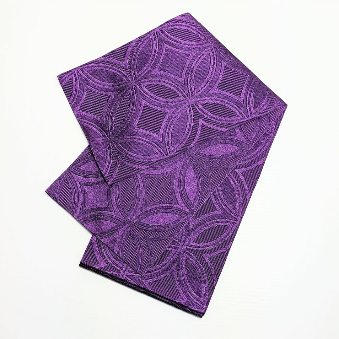 半幅帯 半巾帯 浴衣帯 濃い紫 パープル 七宝 No.1 レディースの水着/浴衣(浴衣帯)の商品写真