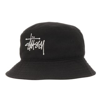 ステューシー(STUSSY)のSTUSSY ステューシー ハット サイズ:L/XL ストックロゴ ツイル バケットハット ブラック 黒 帽子 ストリート ブランド【メンズ】【中古】(ハット)