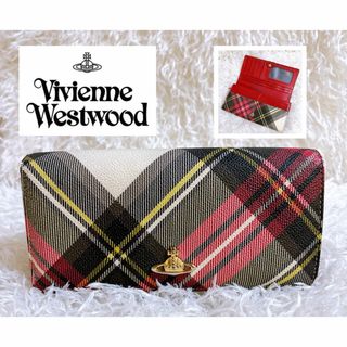 ヴィヴィアンウエストウッド(Vivienne Westwood)のヴィヴィアンウエストウッド チェック柄 ラウンドファスナー　長財布　オーブ(財布)