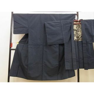 平和屋野田店■男性　本場大島紬　アンサンブル　絣文様　逸品　n-xi0980(着物)