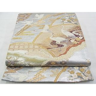 平和屋野田店■六通柄袋帯　唐織　道長飛鶴花文　本金二重箔　逸品　n-gh5528(帯)