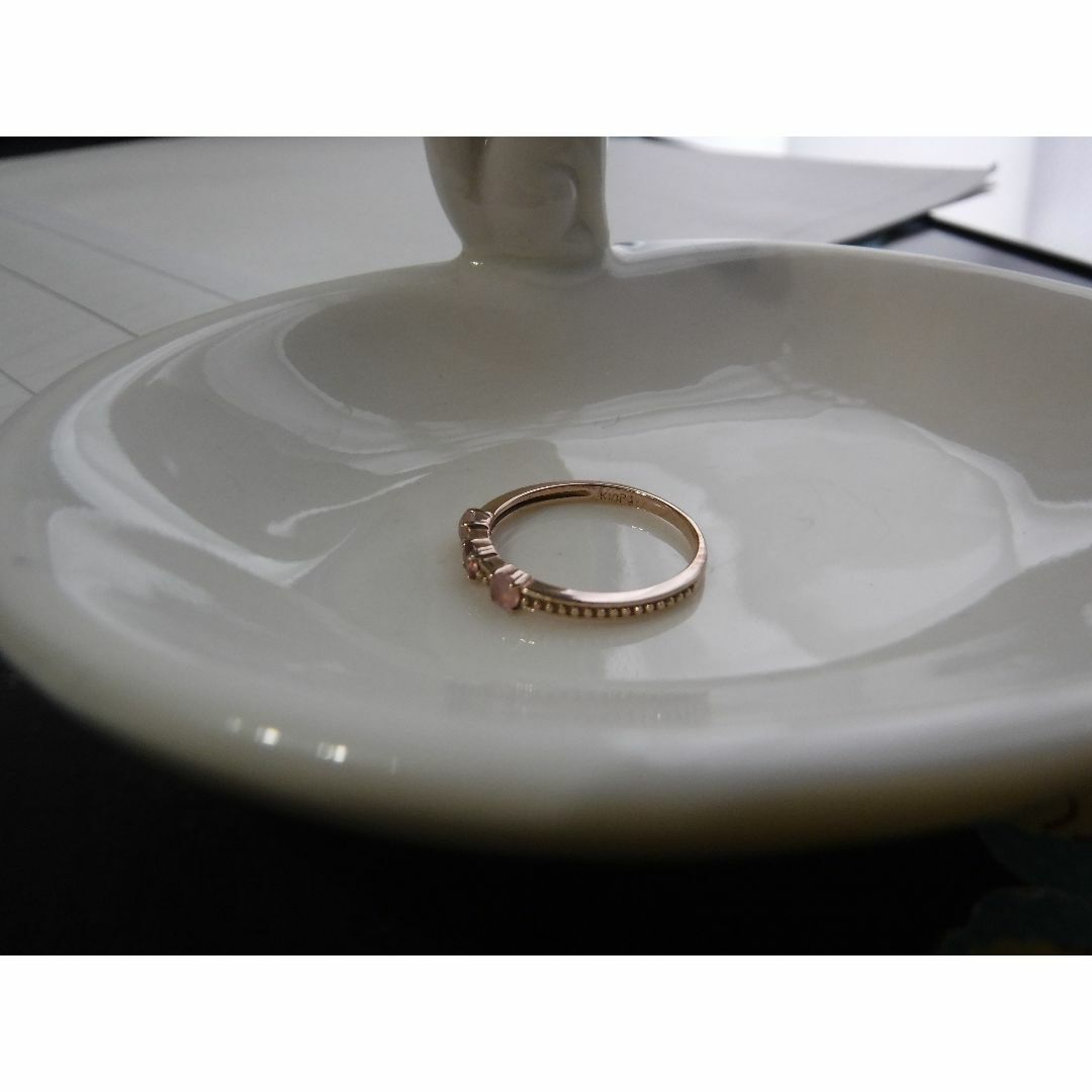 K10PGピンクゴールド　8号　サファイヤ？　リング指輪 レディースのアクセサリー(リング(指輪))の商品写真