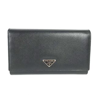 プラダ(PRADA)のプラダ PRADA ロングウォレット M608A  トライアングルロゴ 三角ロゴ プレート 二つ折り 長財布 サフィアーノレザー ブラック(財布)