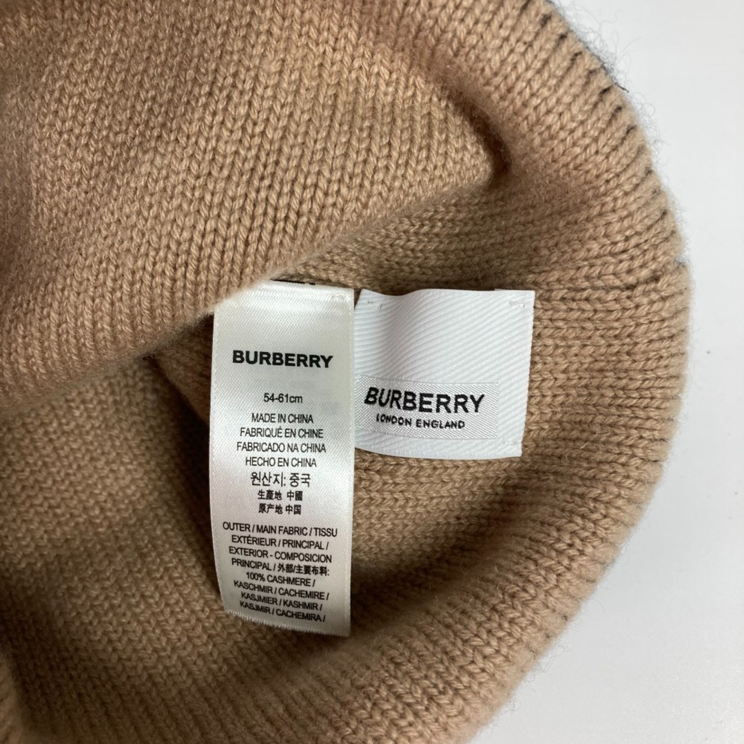 BURBERRY(バーバリー)のバーバリー BURBERRY ロゴ 8023983 ビーニー 帽子 ニット帽 ニットキャップ ニット帽 カシミヤ ベージュ レディースの帽子(ニット帽/ビーニー)の商品写真