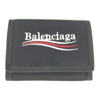 バレンシアガ(Balenciaga)のバレンシアガ BALENCIAGA EXPLORER SQUARE COIN WALLET 507481 エクスプローラー ロゴ コンパクトウォレット 3つ折り財布 ナイロン ブラック 美品(折り財布)