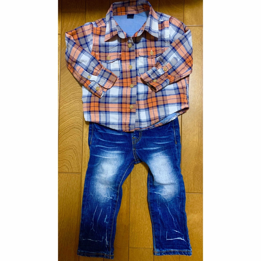 babyGAP(ベビーギャップ)のシャツ&ジーパン　2点セット キッズ/ベビー/マタニティのキッズ服男の子用(90cm~)(ブラウス)の商品写真